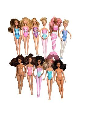 Lot Of 11 Barbie Dolls Assorted Styles & Outfits Mermaid, Swimsuits, Curvy LOT2